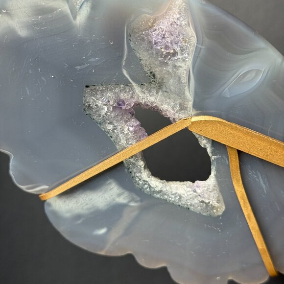 Amethyst Agate Butterfly Wings Druzy Blue Purple Natural Stone Chalcedony - Picture 7 of 7